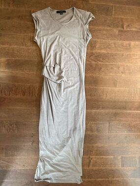 All Saints Light Grey Cap-Sleeve Maxi Dress